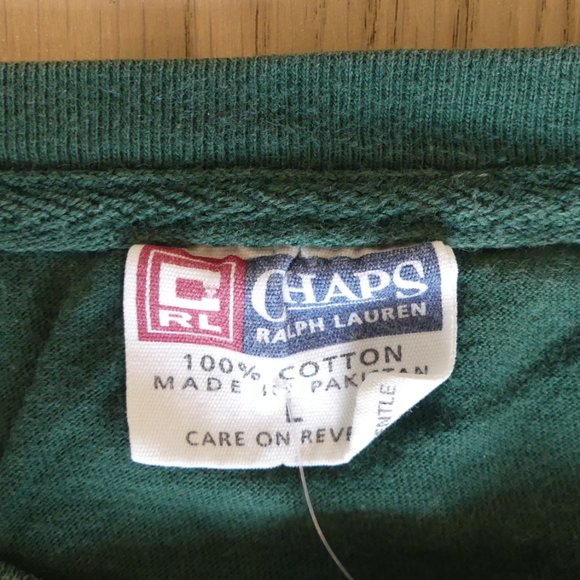 Chaps Ralph Lauren Vintage 1990's Green Large T-Shirt - Picture 3 of 4